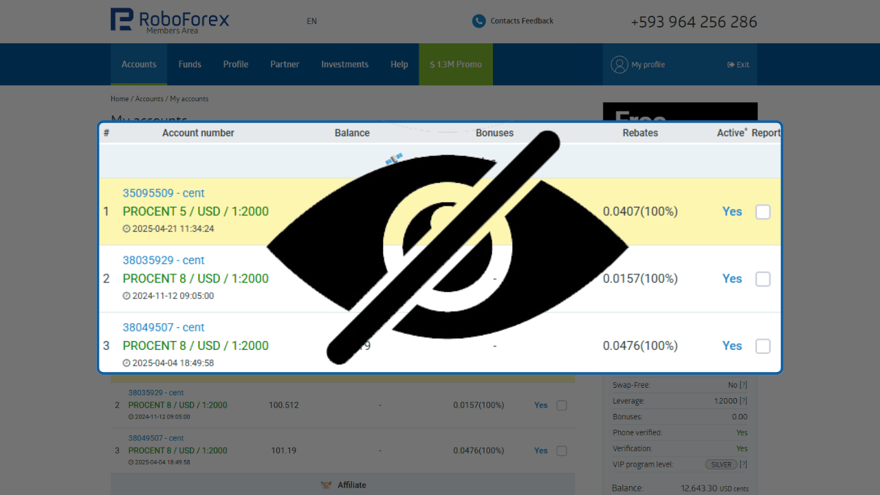 hide hiding accounts